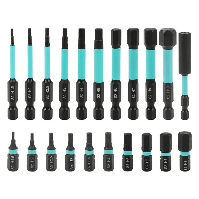 21Pcs / Set S2 Alloy Steel 1 / 4 Inch Hex Shank Magnetic Screwdriver Bits Set with Extension Bar for Power Tools - 2