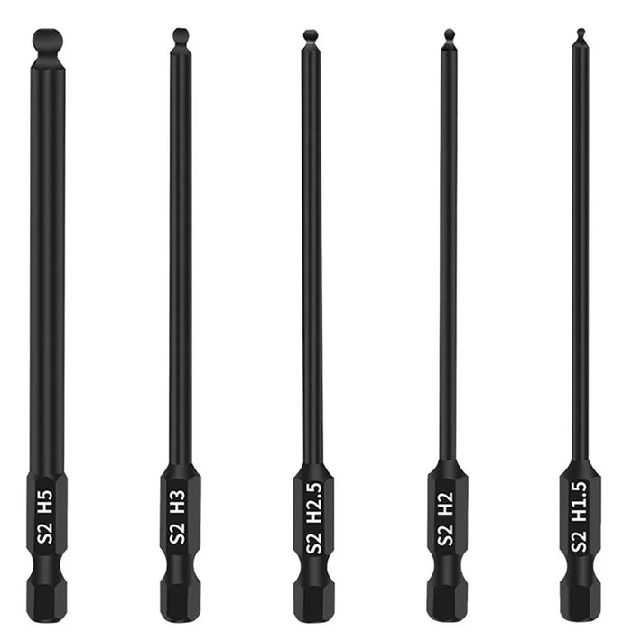 10Pcs / Set H1.5 / 2 / 2.5 / 3 / 4 / 5 / 6 / 8 / 10 Ball Head Hex Shank Magnetic Screwdriver Bits with Mini Ratchet Wrench - 4