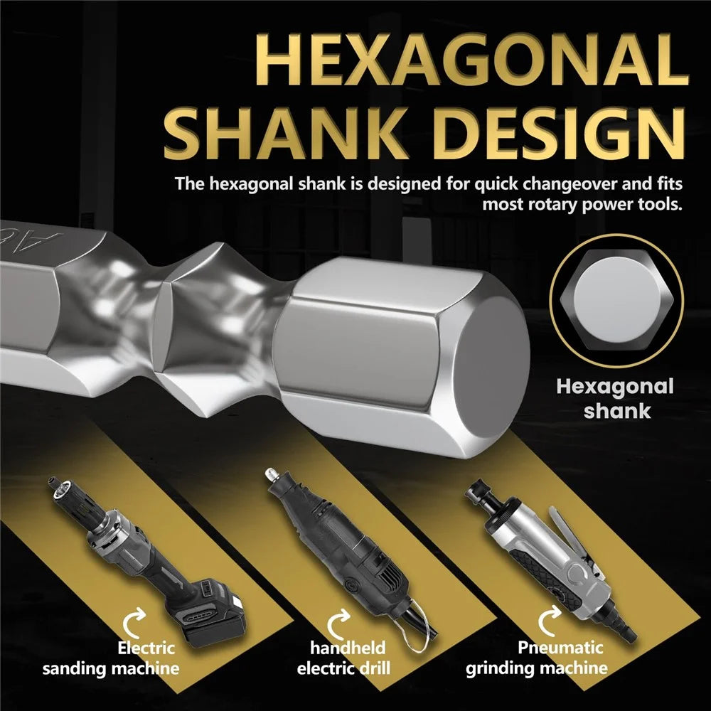 3-E6 67mm Titanium-Coated Double-Flute Carbide Rotary Burr File Grinding Drill Bit with 1 / 4" Hex Shank - 5