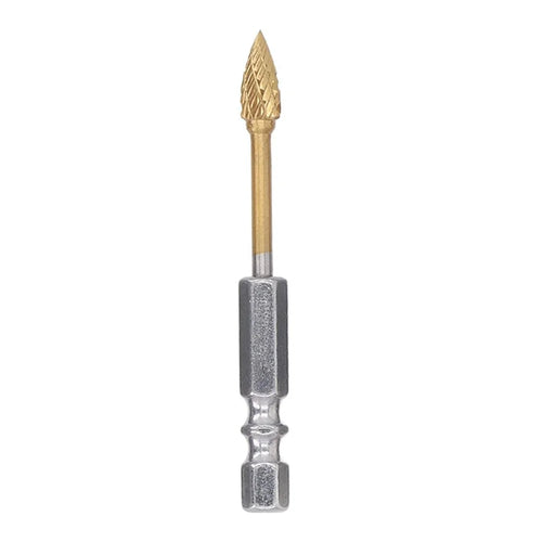 3-G6 1 / 4 Inch Hex Shank Carbide Double Cut Rotary Burr Grinder Bit for Woodworking Carving Polishing - 1
