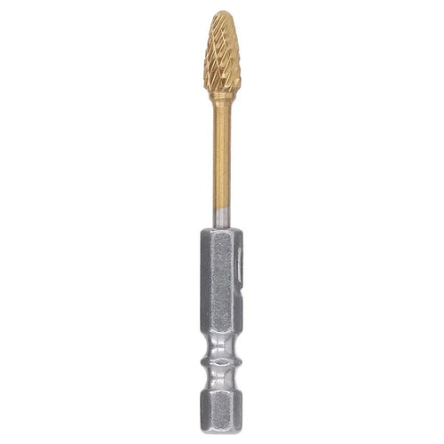 3-L6 69mm Titanium-Coated Double-Flute Carbide Rotary Burr File Grinding Drill Bit with 1 / 4" Hex Shank - 1