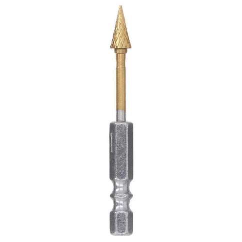 3-M6 70mm Titanium-Coated Double-Flute Carbide Rotary Burr File Grinding Drill Bit with 1 / 4" Hex Shank - 1