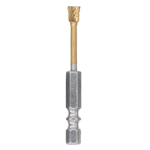 3-N6 64mm Titanium-Coated Double-Flute Carbide Rotary Burr File Grinding Drill Bit with 1 / 4" Hex Shank - 1