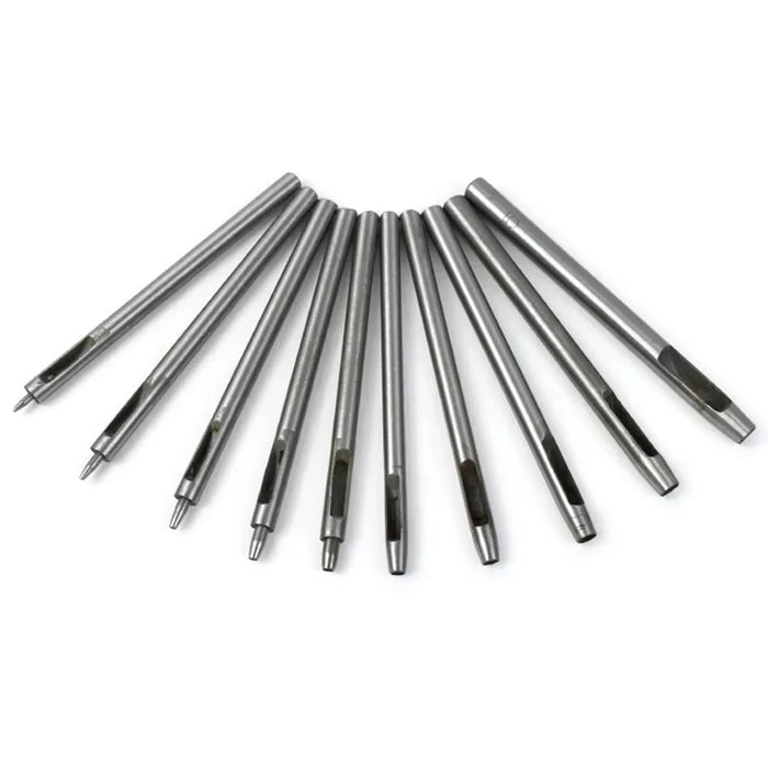 10Pcs / Set Leather Hole Punch Set Steel Round Belt Puncher DIY Leather Craft Tools - 3