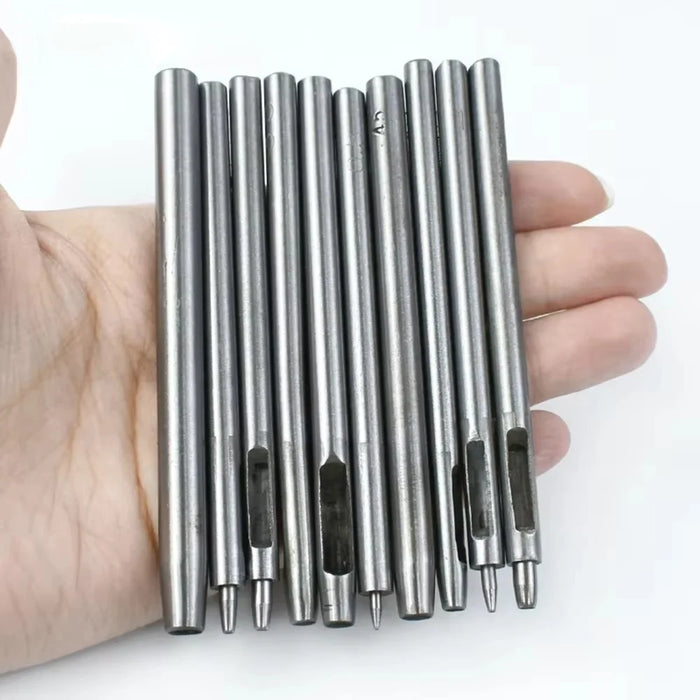 10Pcs / Set Leather Hole Punch Set Steel Round Belt Puncher DIY Leather Craft Tools - 4