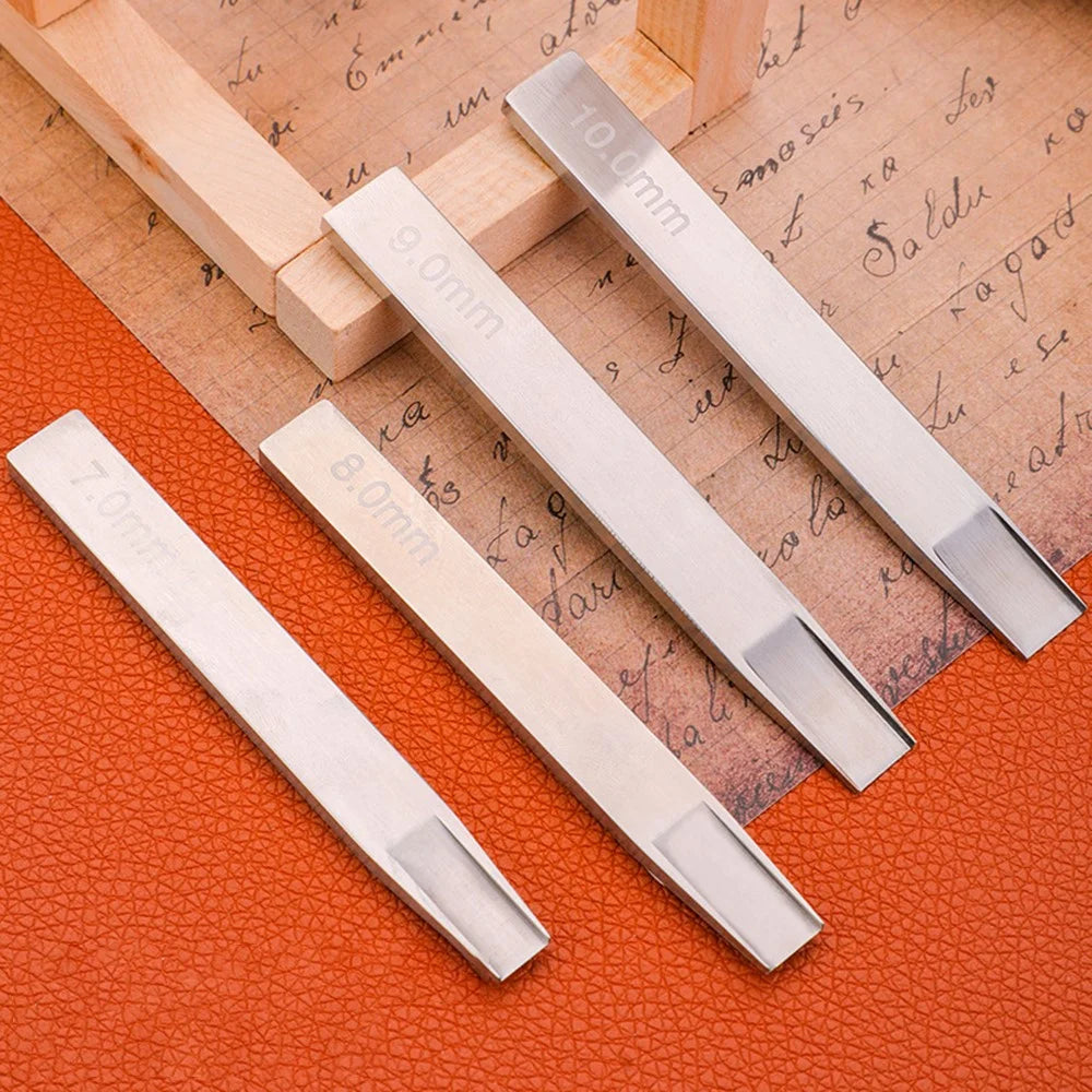 4Pcs / Set 7mm 8mm 9mm 10mm Leather Crafting Tools High Carbon Steel Weaving Cutter Leather Strips DIY Punch Tool - 4