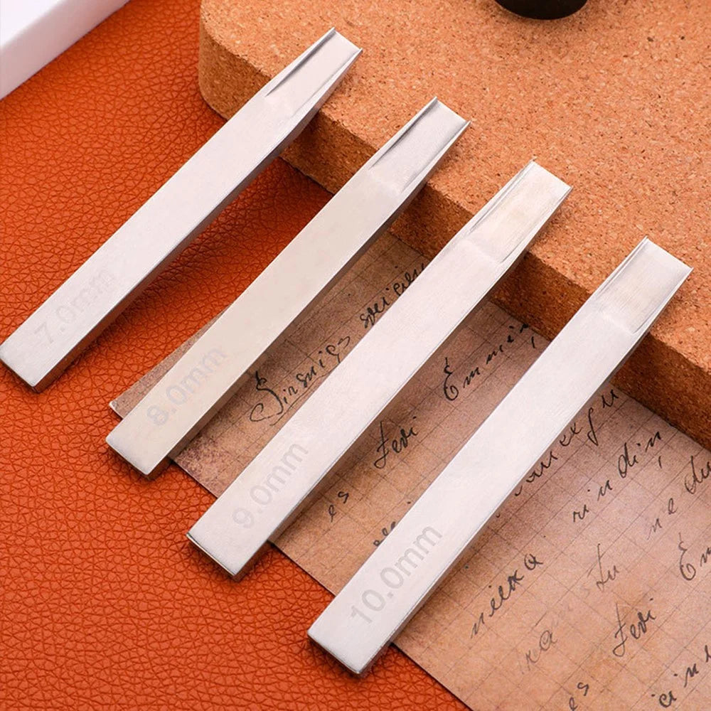 4Pcs / Set 7mm 8mm 9mm 10mm Leather Crafting Tools High Carbon Steel Weaving Cutter Leather Strips DIY Punch Tool - 6