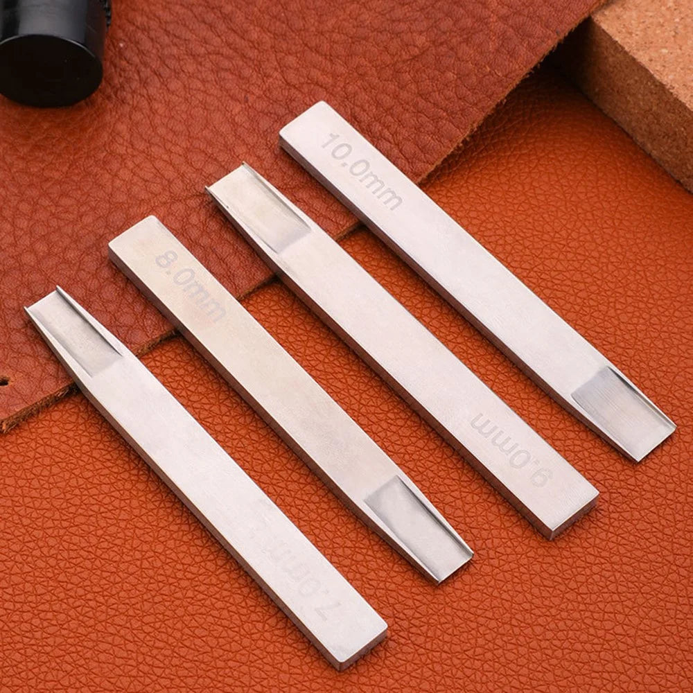 4Pcs / Set 7mm 8mm 9mm 10mm Leather Crafting Tools High Carbon Steel Weaving Cutter Leather Strips DIY Punch Tool - 7