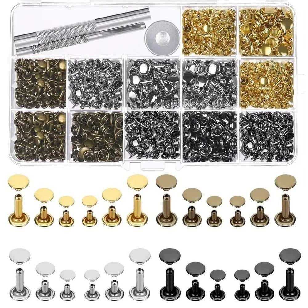 480Pcs Double Sided Rivet Set Metal Decorative Studs Snap Fasteners for Leather Craft Bags Clothing Shoes - 2
