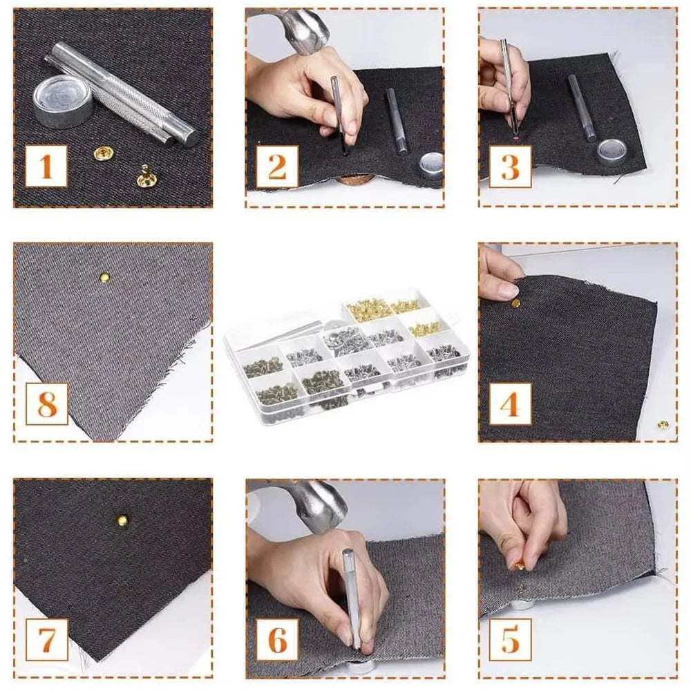 480Pcs Double Sided Rivet Set Metal Decorative Studs Snap Fasteners for Leather Craft Bags Clothing Shoes - 6