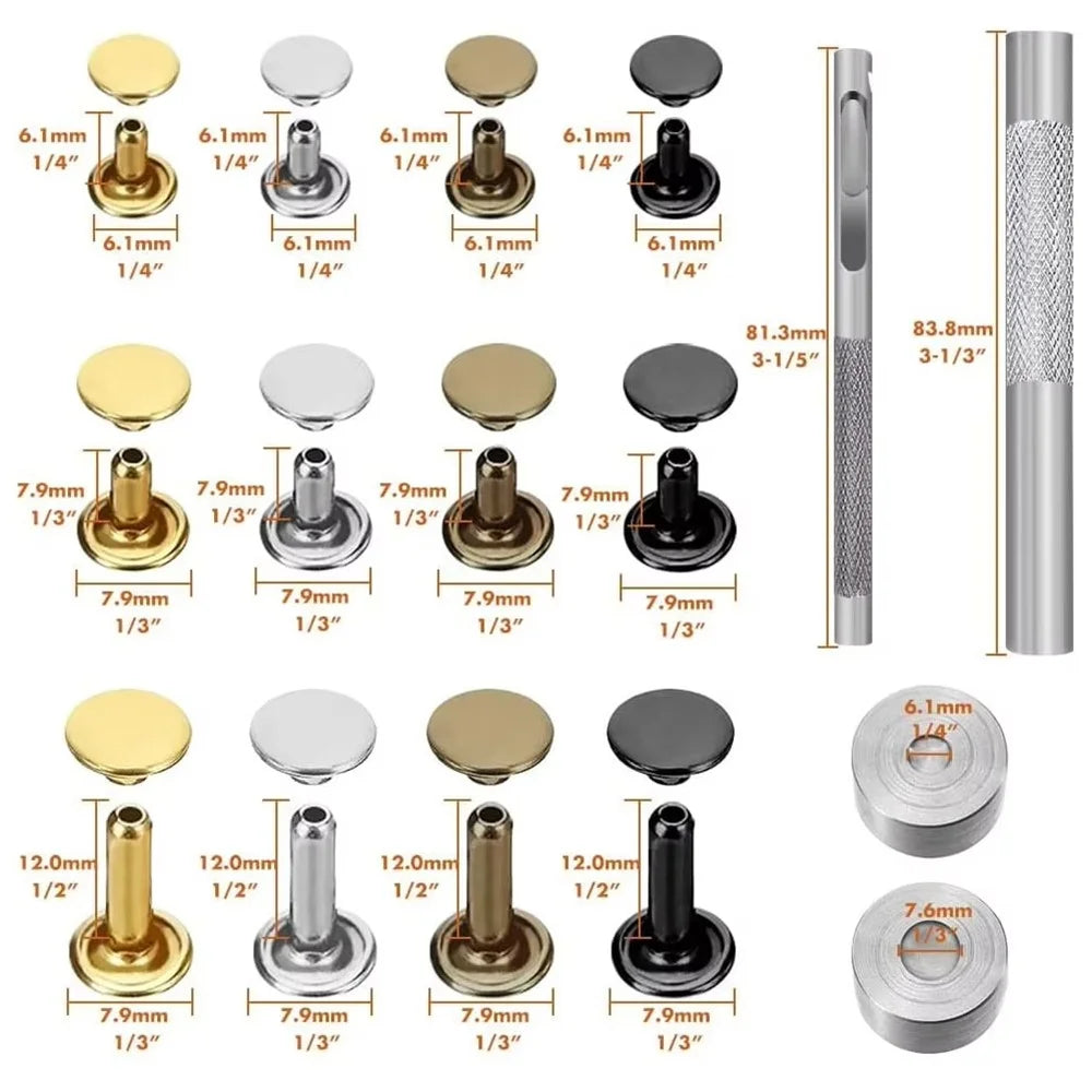 480Pcs Double Sided Rivet Set Metal Decorative Studs Snap Fasteners for Leather Craft Bags Clothing Shoes - 7