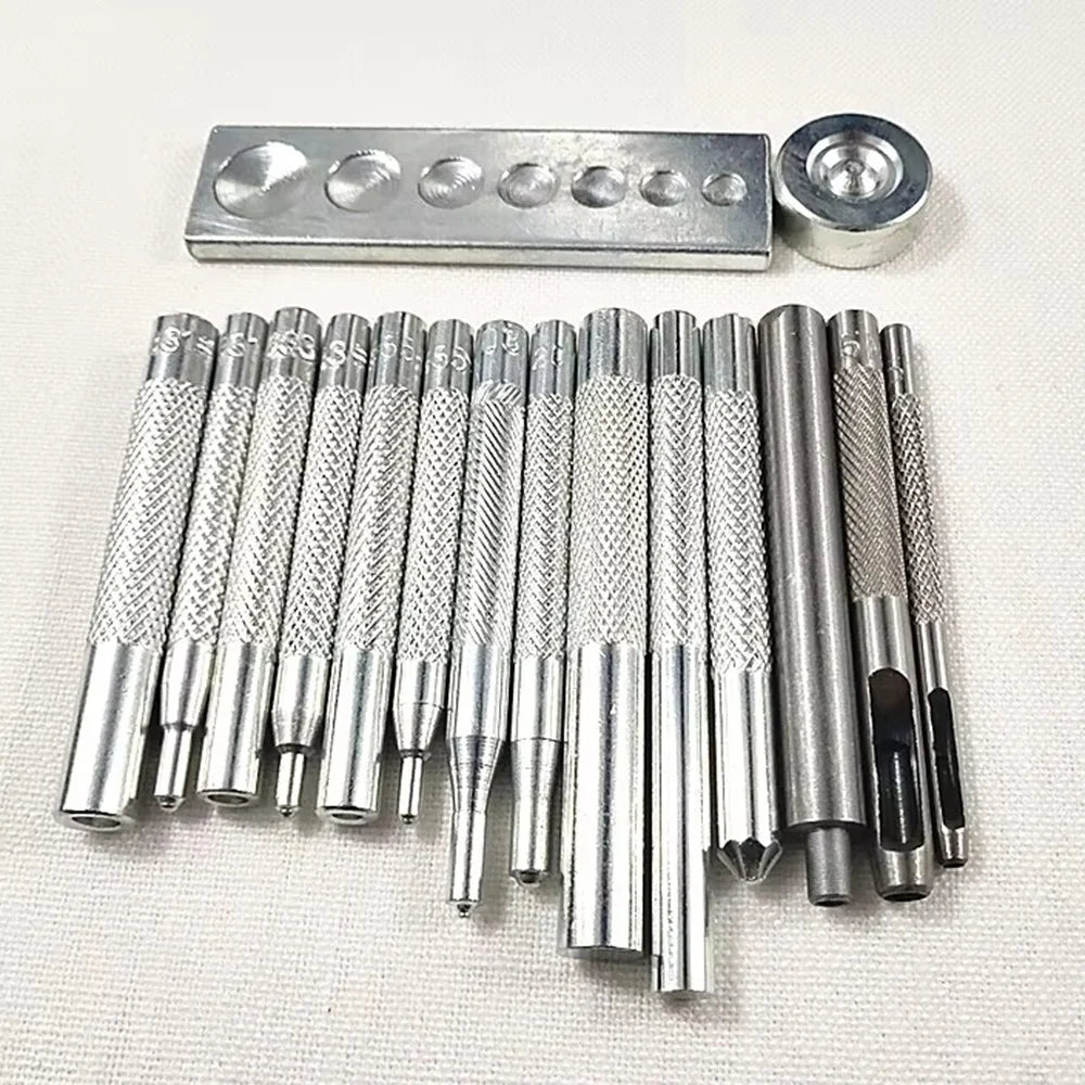 16Pcs / Set DIY Leather Craft Snap Fastener Rivet Metal Installation Tools for Sewing / Punching / Fixing - 1