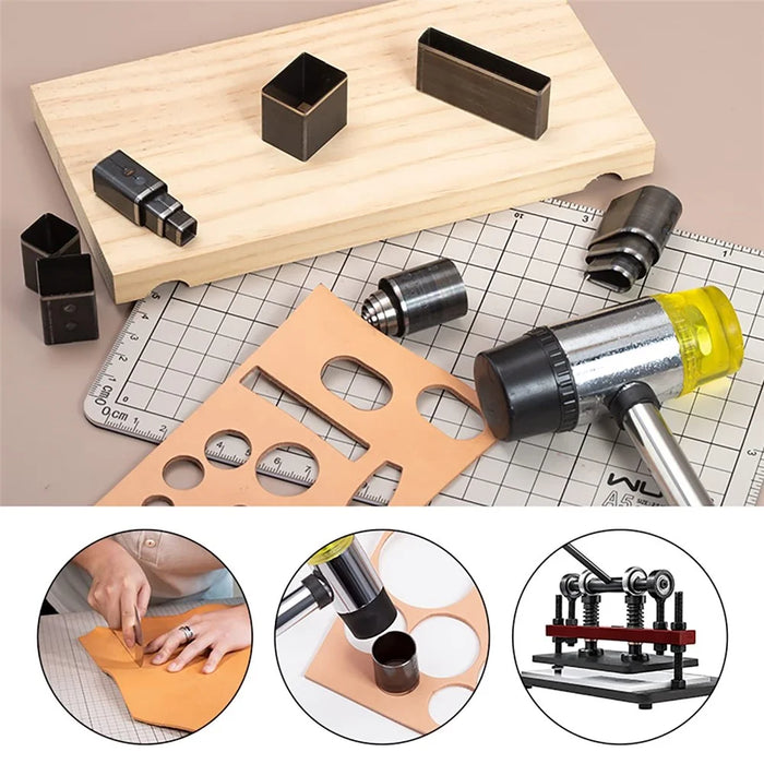 55Pcs Leather Punch Mold Set Alloy Steel DIY Hollow Hole Cutter Tool Kit - 7