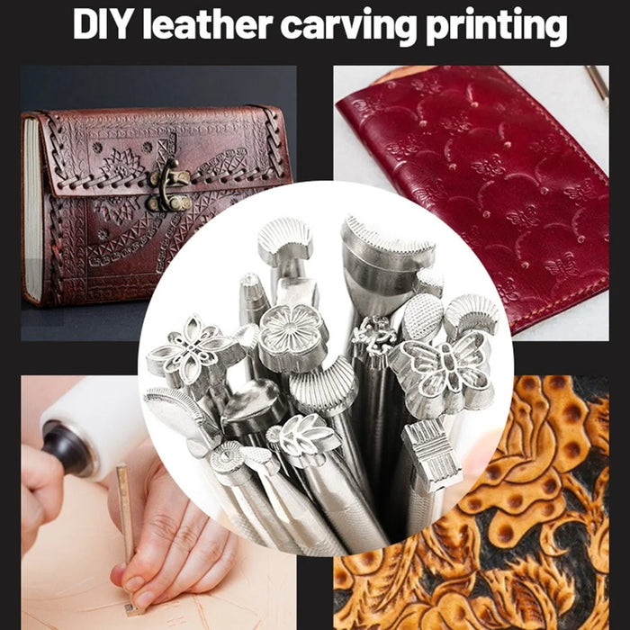 20Pcs / Set Leather Stamping Tools Zinc Alloy Leathercraft Carving Kit DIY Vegetable Tanned Leather Stamping Tool - 3