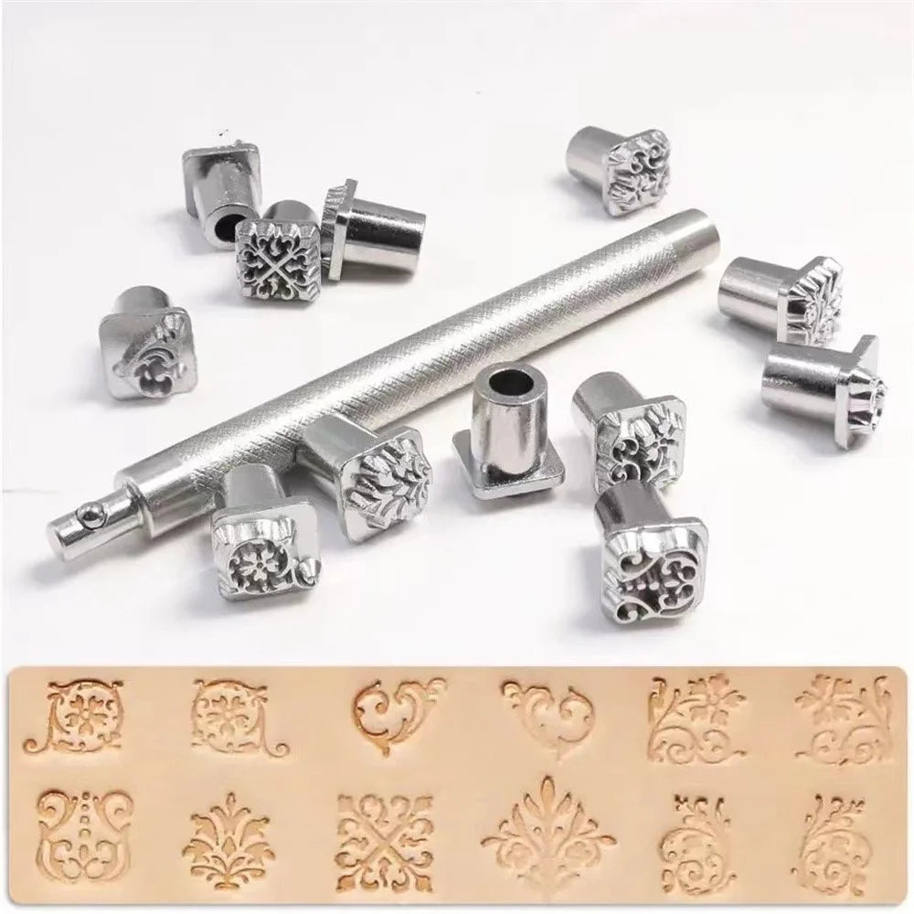 12Pcs DIY Leather Craft Tool Set Zinc Alloy Pattern Stamping Punches for Leather Working - Chinese Zodiac - 4