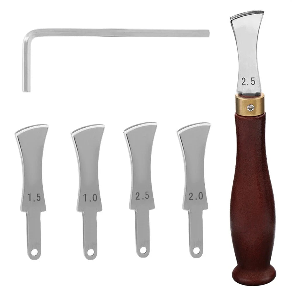 Leather Edge Trimmer DIY Leatherworking Craft Tool with 4 Replaceable Blades - 1
