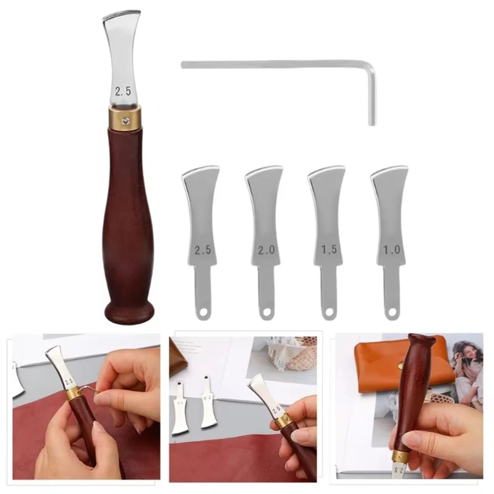 Leather Edge Trimmer DIY Leatherworking Craft Tool with 4 Replaceable Blades - 2