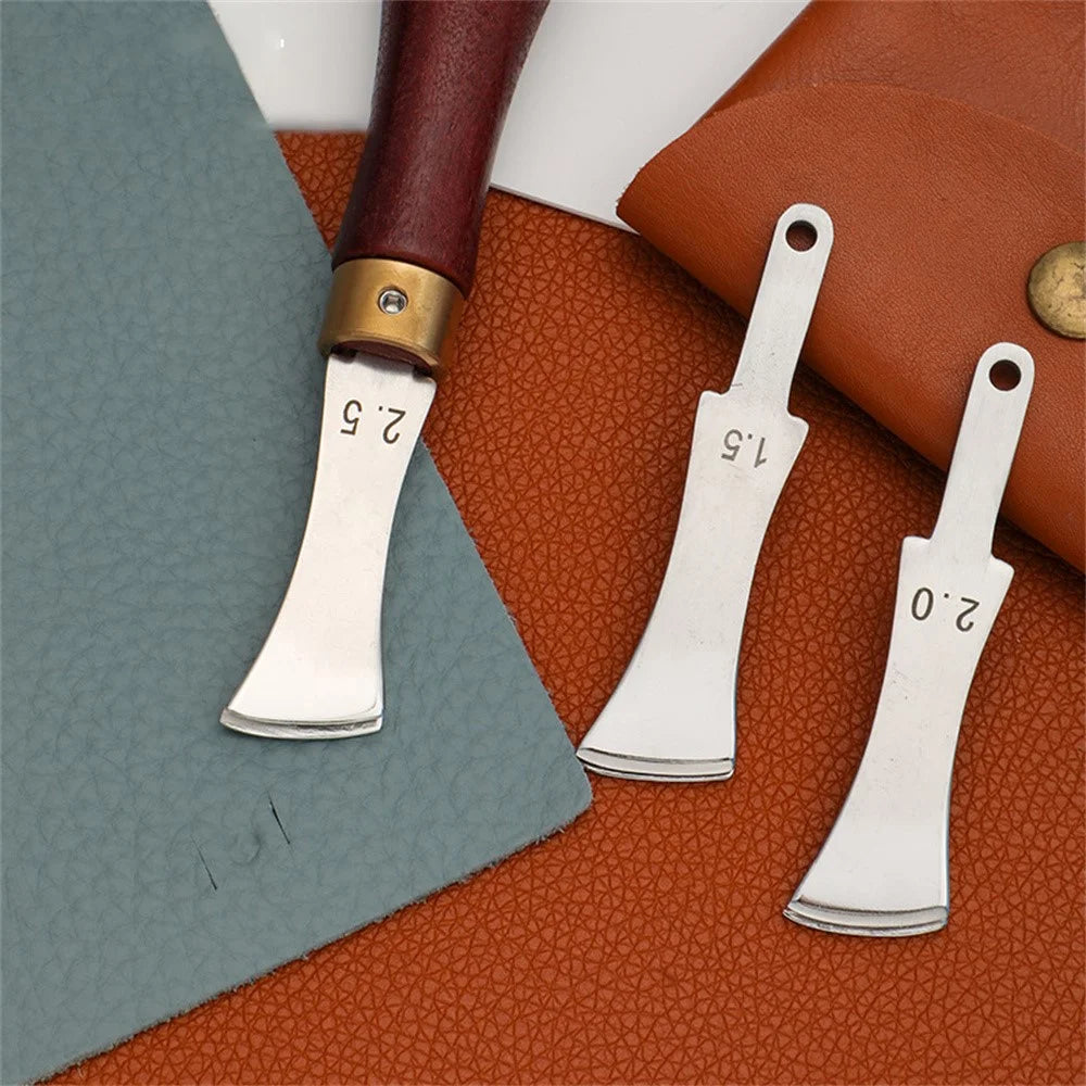 Leather Edge Trimmer DIY Leatherworking Craft Tool with 4 Replaceable Blades - 4
