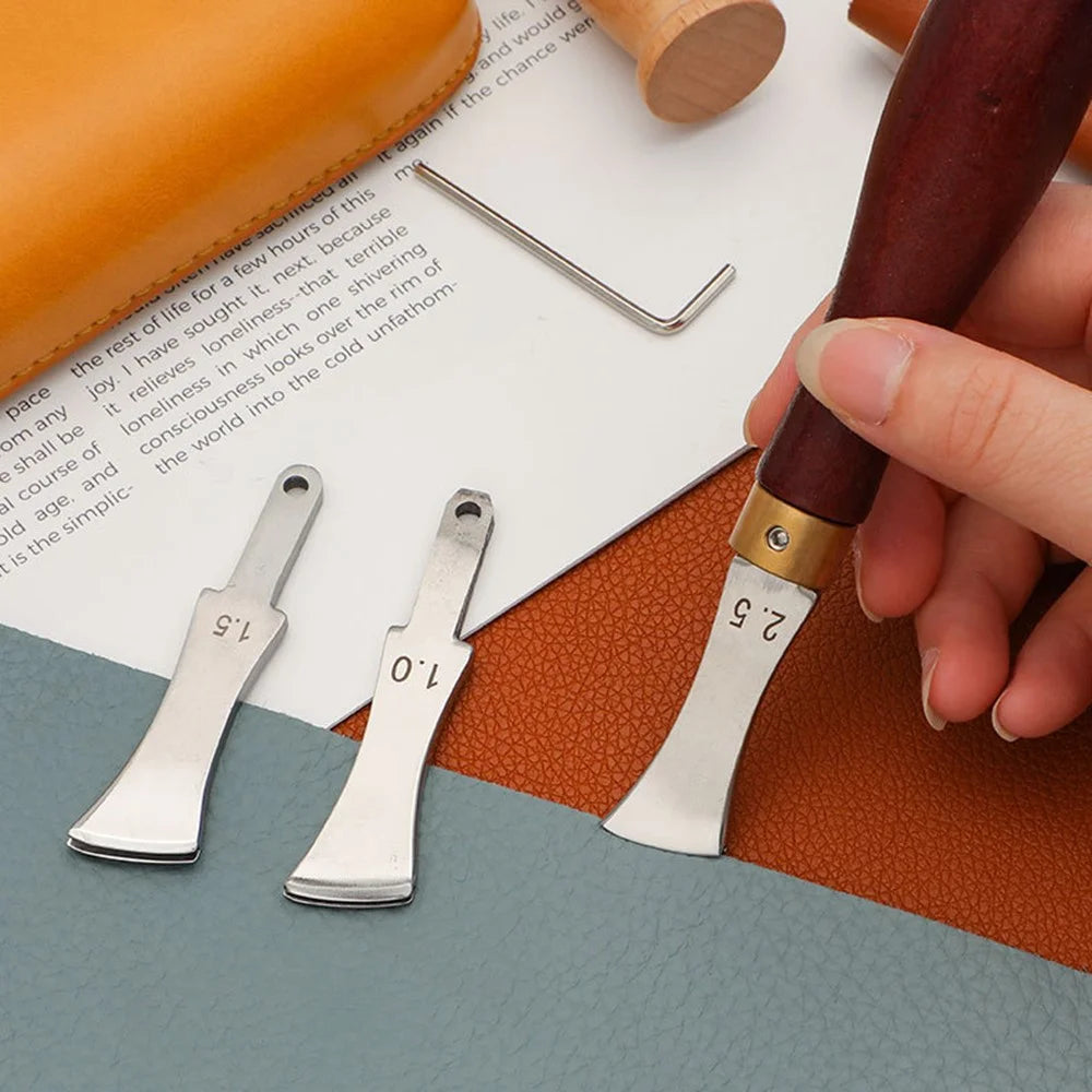 Leather Edge Trimmer DIY Leatherworking Craft Tool with 4 Replaceable Blades - 7