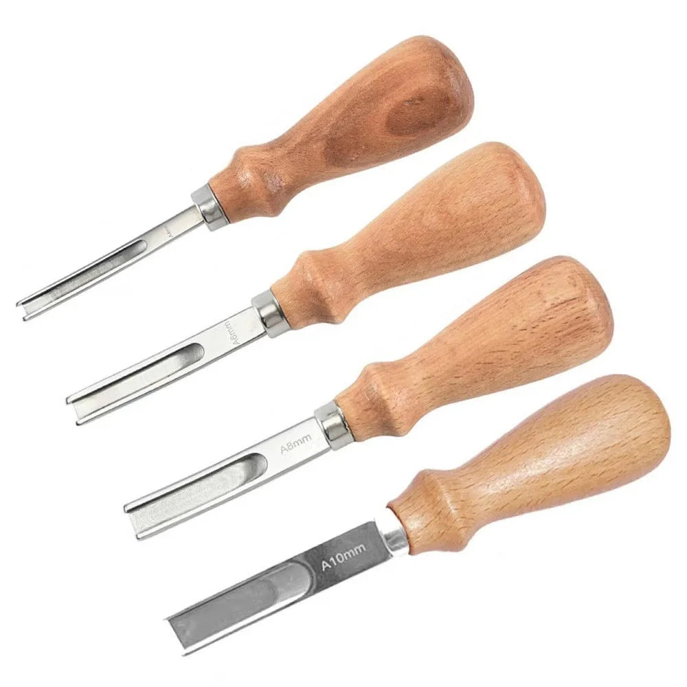 4Pcs / Set 4 / 6 / 8 / 10mm Leather Edge Beveler Skiving Tool Leather Thinning Sander DIY Leathercraft Edge Trimmer - 1