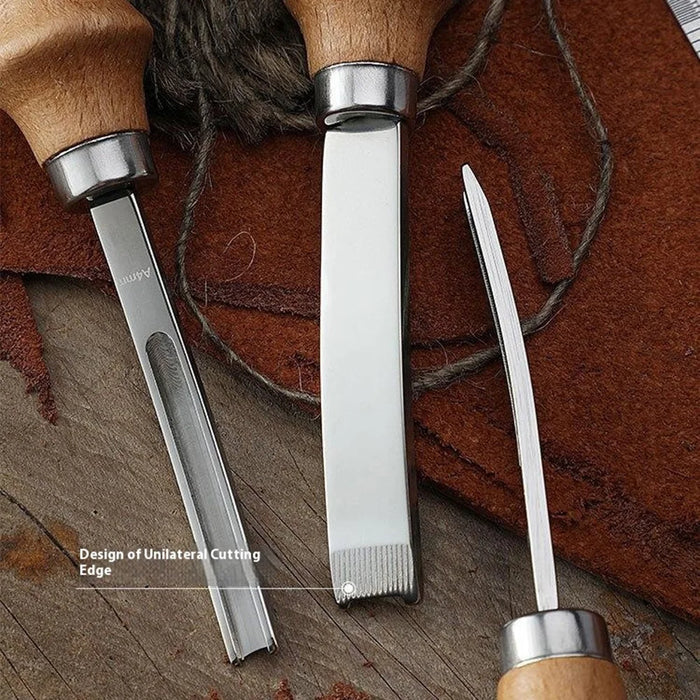4Pcs / Set 4 / 6 / 8 / 10mm Leather Edge Beveler Skiving Tool Leather Thinning Sander DIY Leathercraft Edge Trimmer - 5
