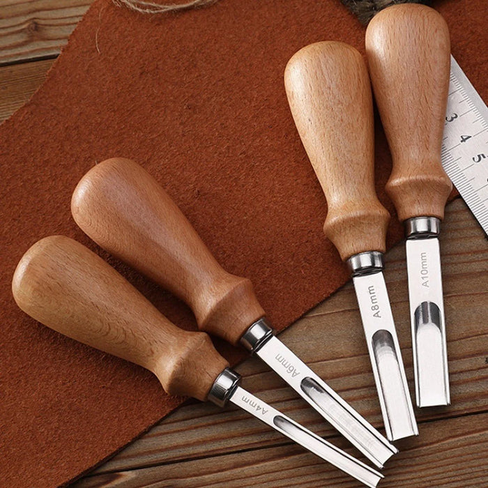 4Pcs / Set 4 / 6 / 8 / 10mm Leather Edge Beveler Skiving Tool Leather Thinning Sander DIY Leathercraft Edge Trimmer - 6