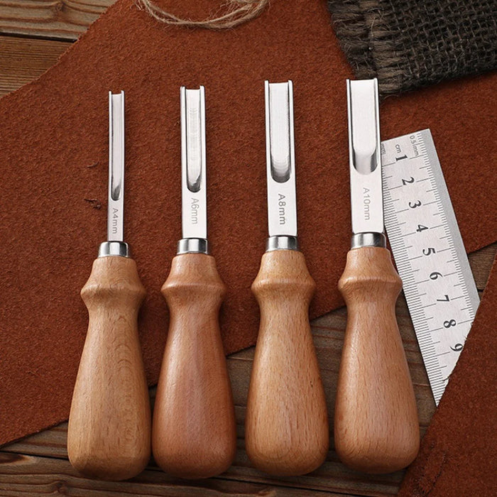 4Pcs / Set 4 / 6 / 8 / 10mm Leather Edge Beveler Skiving Tool Leather Thinning Sander DIY Leathercraft Edge Trimmer - 7