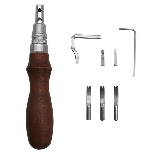 Leather Craft 7 in 1 Steel Groover Edge Beveler Creaser Leatherworking Hand Tool - 1