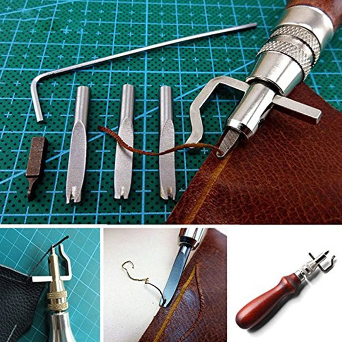 Leather Craft 7 in 1 Steel Groover Edge Beveler Creaser Leatherworking Hand Tool - 3