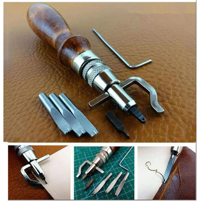 Leather Craft 7 in 1 Steel Groover Edge Beveler Creaser Leatherworking Hand Tool - 4