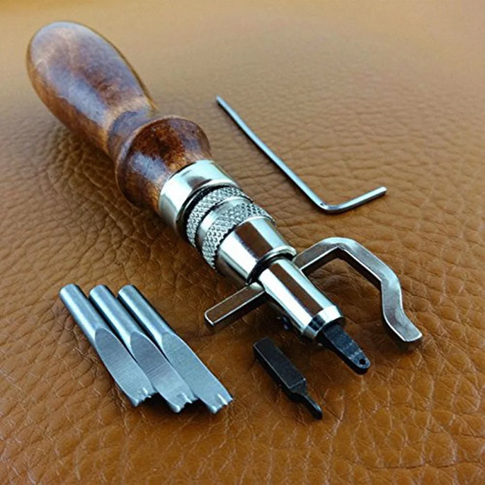Leather Craft 7 in 1 Steel Groover Edge Beveler Creaser Leatherworking Hand Tool - 5