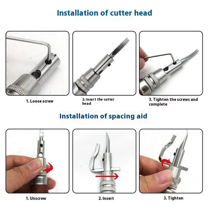 Leather Craft 7 in 1 Steel Groover Edge Beveler Creaser Leatherworking Hand Tool - 6