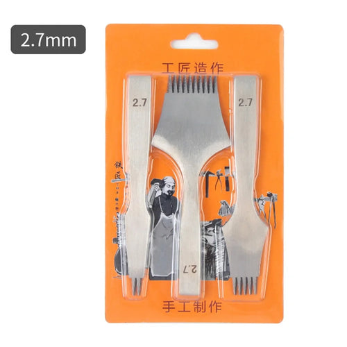 3Pcs DIY Leather Pricking Punch Tool Set 2 / 5 / 10 Tooth Tool Steel Chisel - 2.7mm - 1