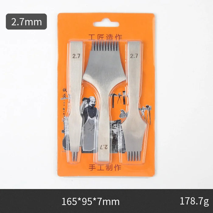 3Pcs DIY Leather Pricking Punch Tool Set 2 / 5 / 10 Tooth Tool Steel Chisel - 2.7mm - 2
