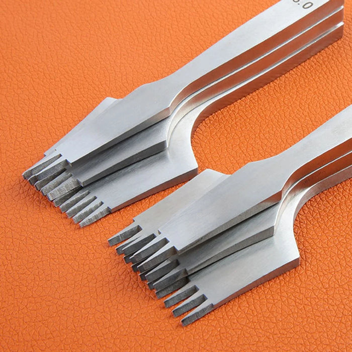 3Pcs DIY Leather Pricking Punch Tool Set 2 / 5 / 10 Tooth Tool Steel Chisel - 2.7mm - 6