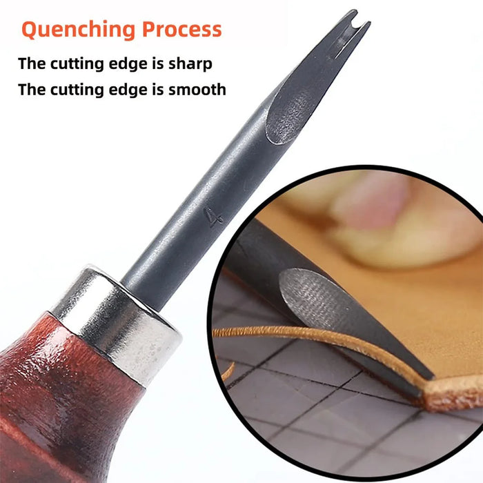 4Pcs Leather Edge Beveler Set High Carbon Steel DIY Vegetable Tanned Leather Skiving Tool - 3