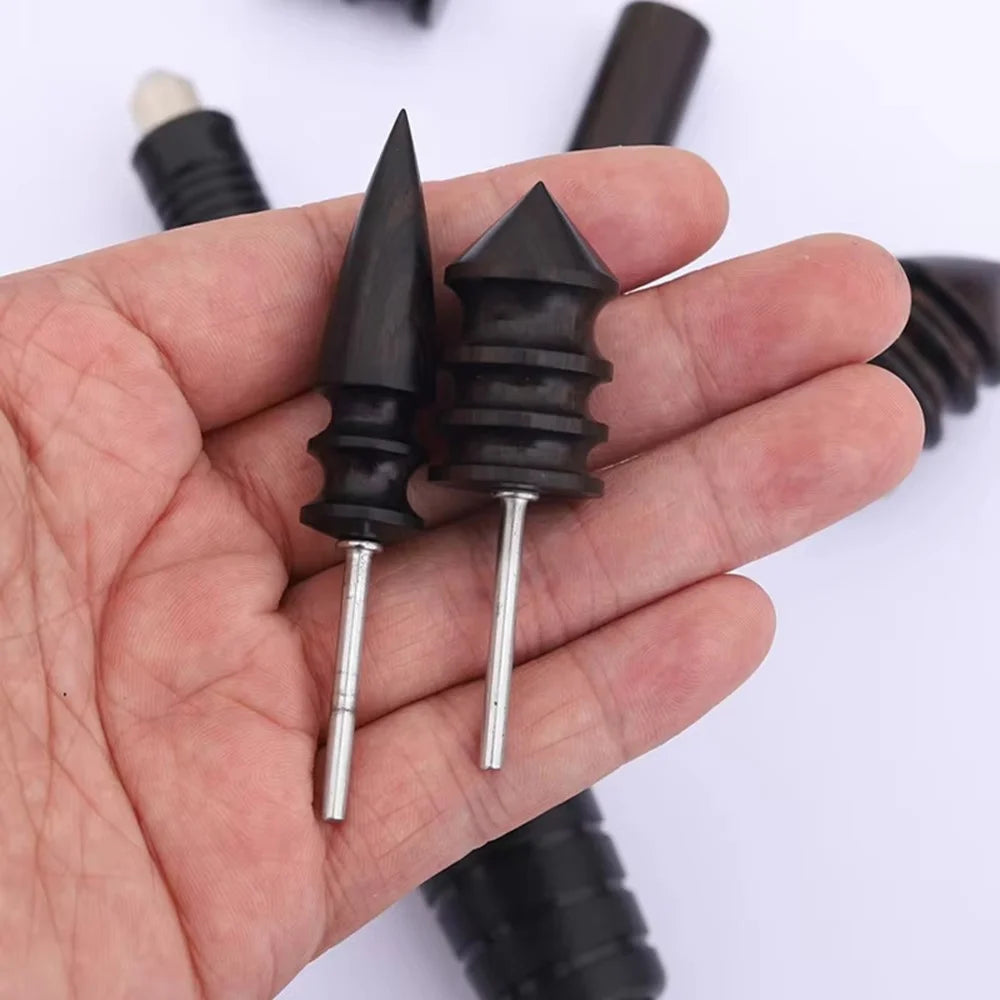 5Pcs Sandalwood Burnishing Rod Set Leather Edge Polishing Tool for Electric Grinder DIY Leathercraft - 2