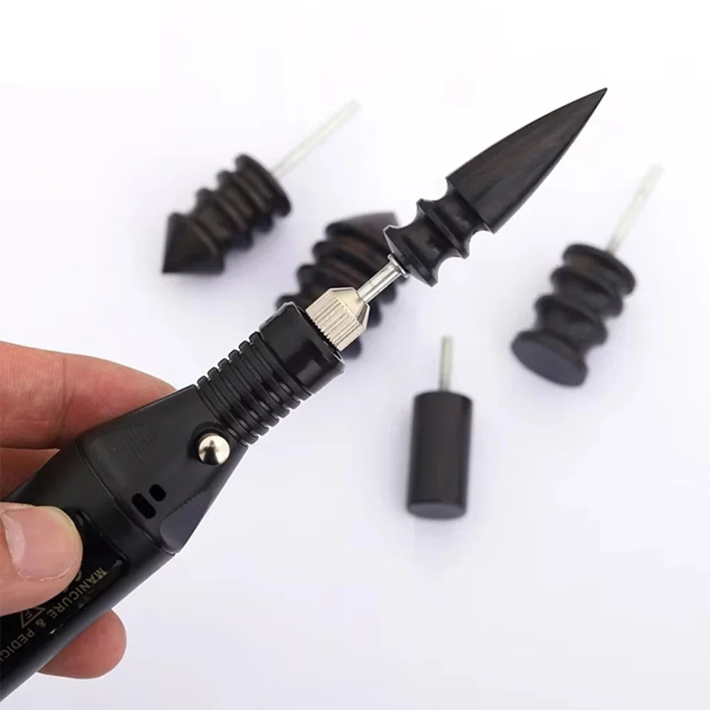 5Pcs Sandalwood Burnishing Rod Set Leather Edge Polishing Tool for Electric Grinder DIY Leathercraft - 3