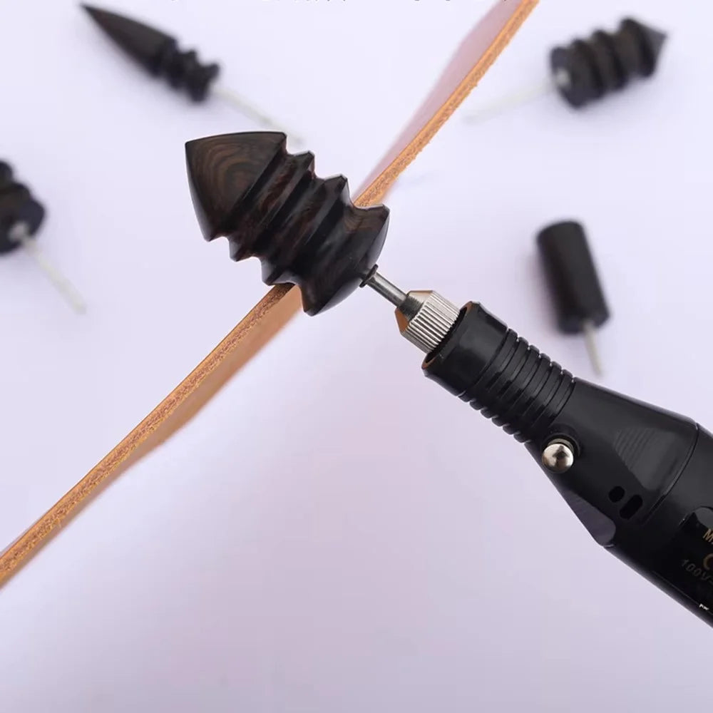 5Pcs Sandalwood Burnishing Rod Set Leather Edge Polishing Tool for Electric Grinder DIY Leathercraft - 4