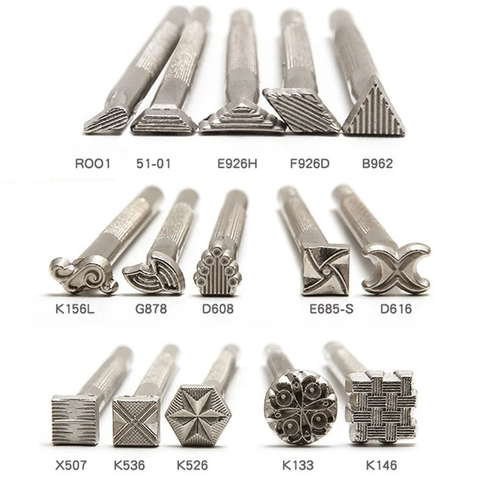 15Pcs / Set DIY Leather Stamping Tools Stainless Steel Leather Craft Carving Embossing Tool Kit - 2