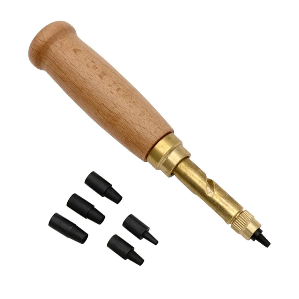 Automatic Belt Punch with 6 Interchangeable Heads DIY Leather Hole Rotary Puncher Tool - 1