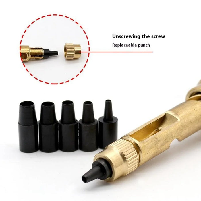 Automatic Belt Punch with 6 Interchangeable Heads DIY Leather Hole Rotary Puncher Tool - 3