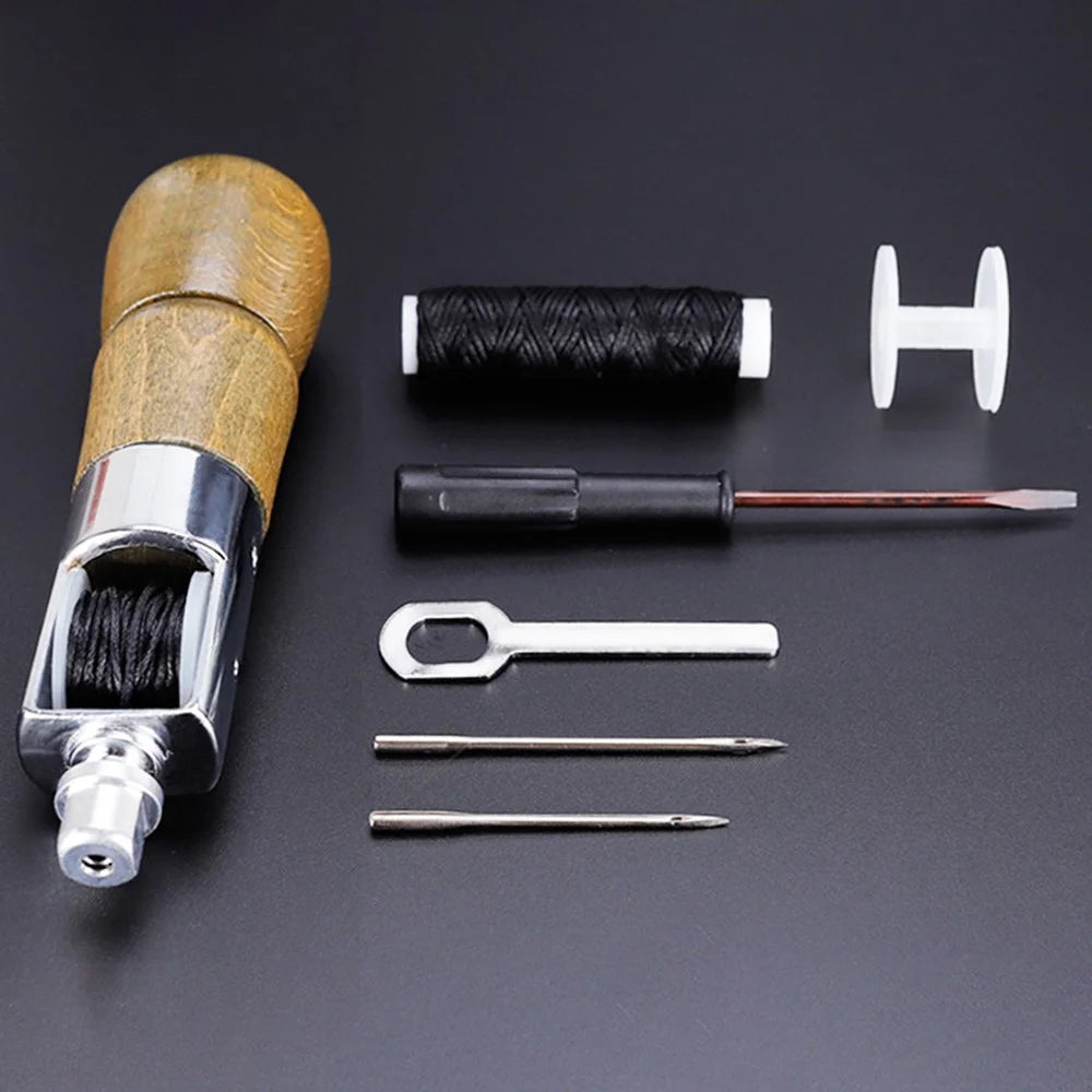 Leather Stitching Tool DIY Leathercraft Saddles Canvas Shoes Sewing Kit with Needles and Line - 1