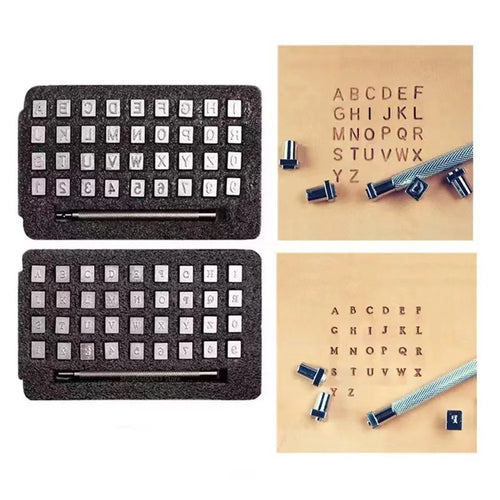 72Pcs Leather Crafting Alphabet Number Stamp Set Vegetable Tanned Leather Embossing Tool Kit - 1