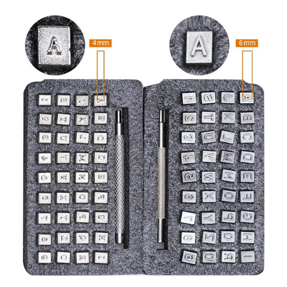 72Pcs Leather Crafting Alphabet Number Stamp Set Vegetable Tanned Leather Embossing Tool Kit - 2