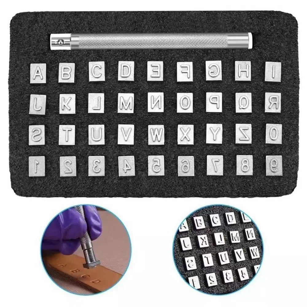72Pcs Leather Crafting Alphabet Number Stamp Set Vegetable Tanned Leather Embossing Tool Kit - 3