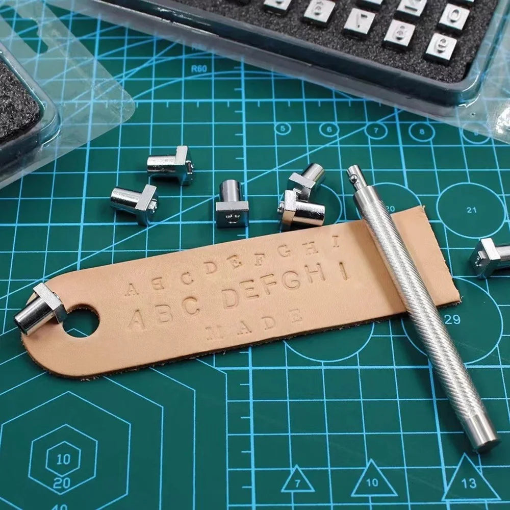 72Pcs Leather Crafting Alphabet Number Stamp Set Vegetable Tanned Leather Embossing Tool Kit - 4