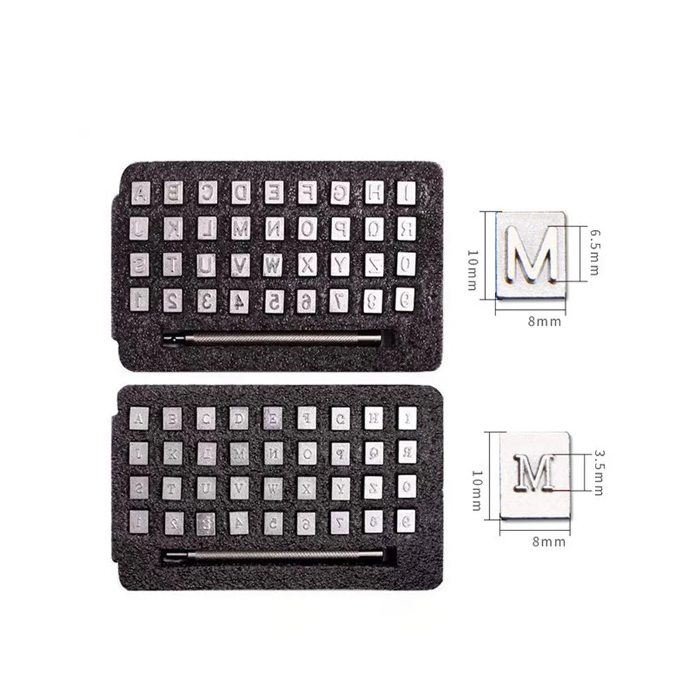 72Pcs Leather Crafting Alphabet Number Stamp Set Vegetable Tanned Leather Embossing Tool Kit - 6