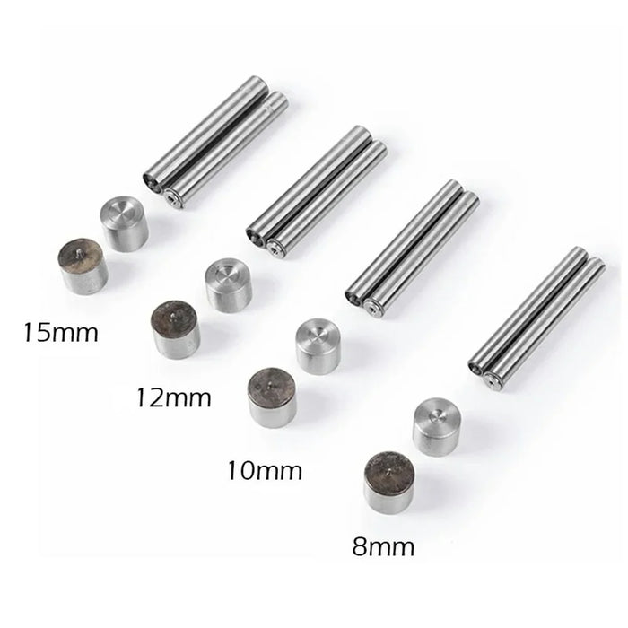 4Pcs Hand Press Snap Button Installation Tool Set for 8mm / 10mm / 12mm / 15mm Snaps - 6