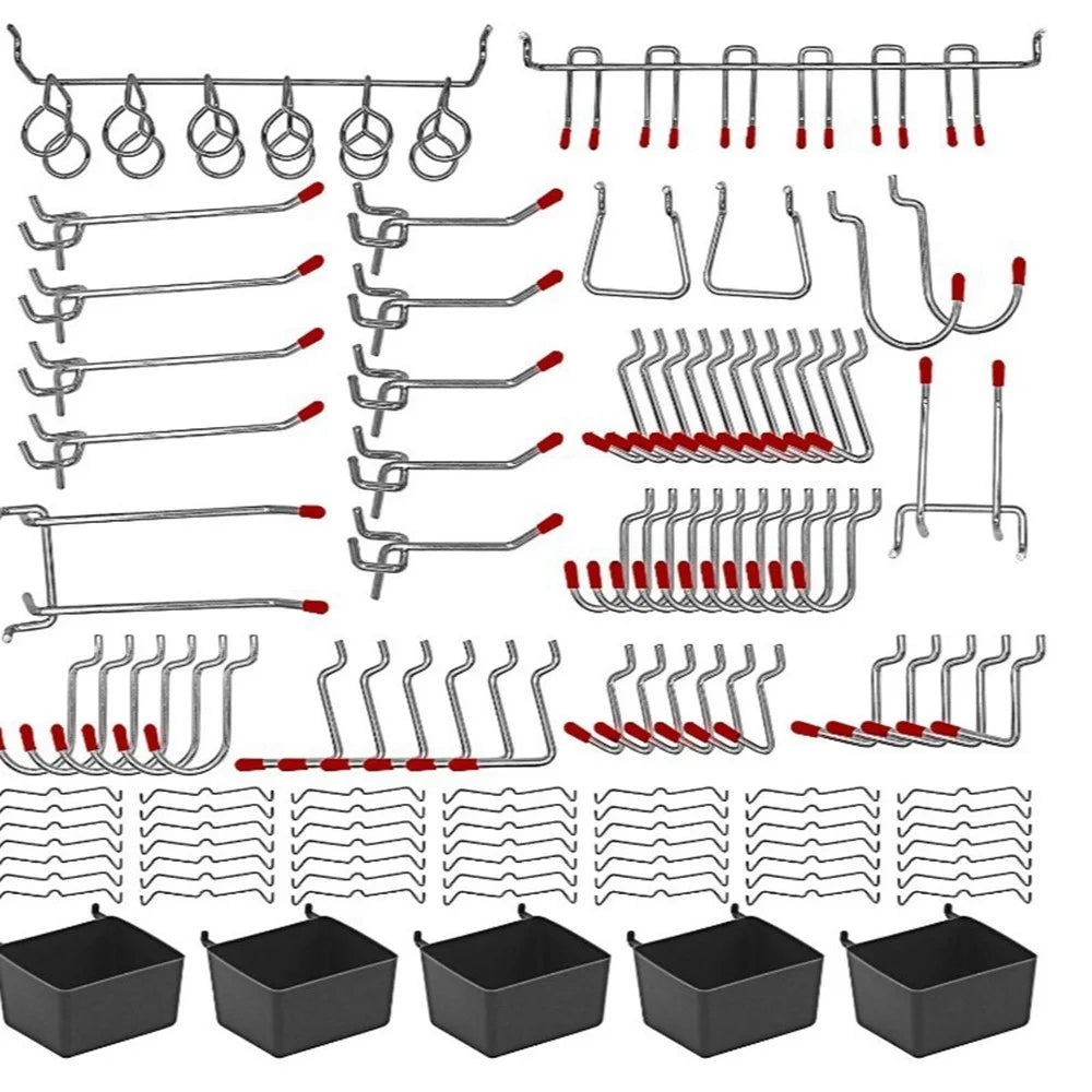 114Pcs Pegboard Hooks Set 2.5cm Hole Spacing Metal Hanging Accessories - 1